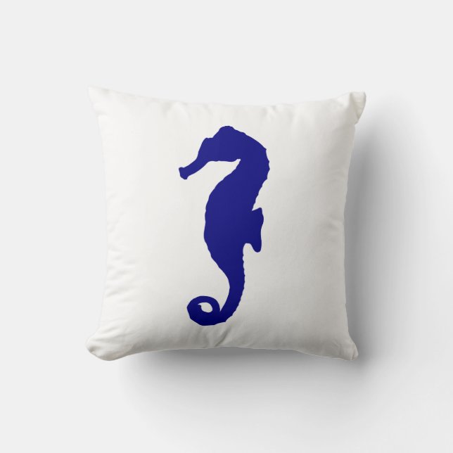 Coussin Marine Blue Seahorse (Recto)