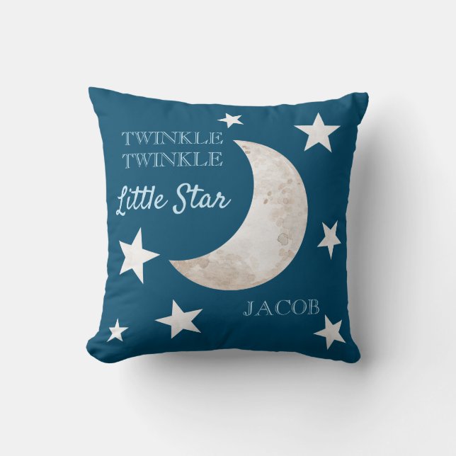 Coussin Marine Blue Stars Lune Twinkle Twinkle Little Star (Recto)