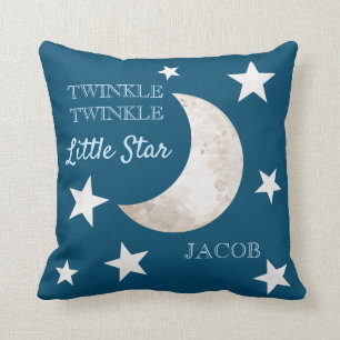 Coussin Marine Blue Stars Lune Twinkle Twinkle Little Star