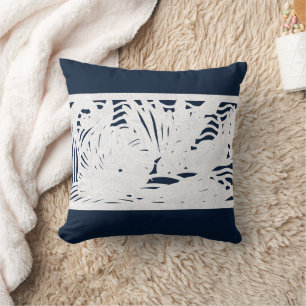 Coussin Marine Blue White Beach Coastal Seashs