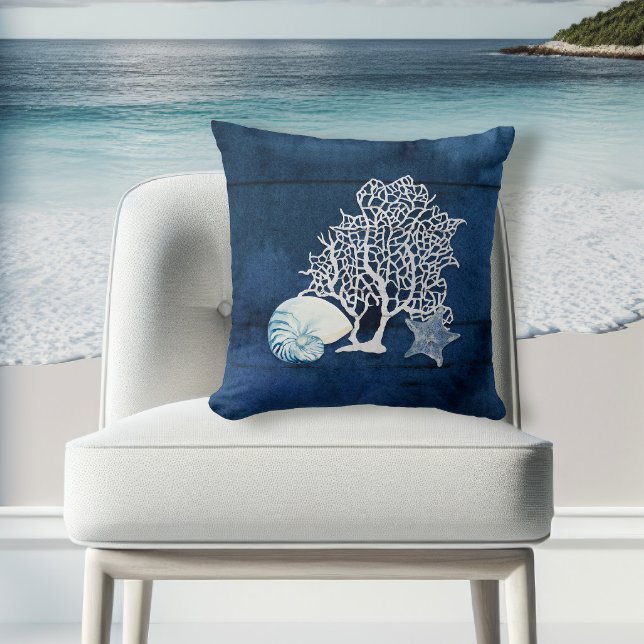 Coussin Marine de Coral Nautilus Starfish Seashell Beach H (Créateur téléchargé)