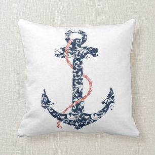 Coussin Marine et Ancre de corail Beach Mariage