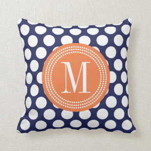 Coussin Marine et grand pois vert orange décorés d'un
