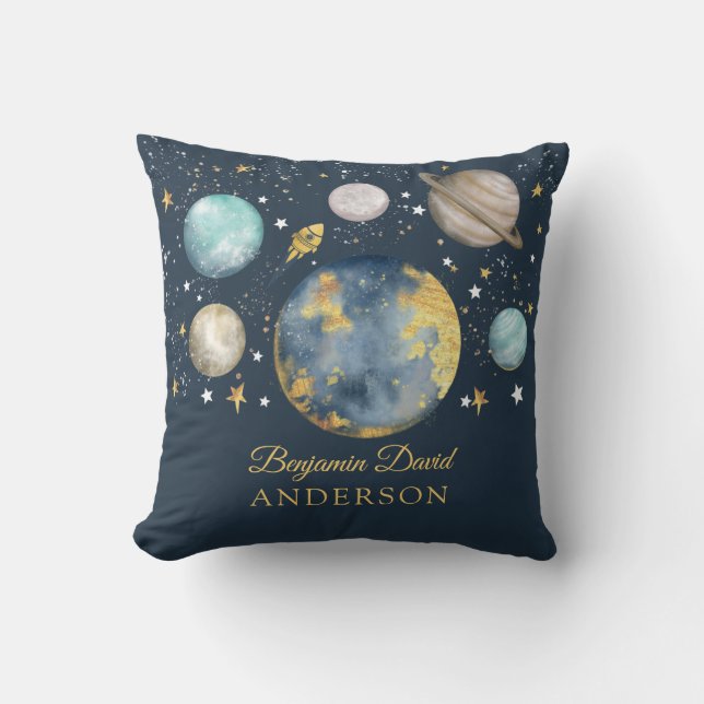 Coussin Marine Gold Espace extra-atmosphérique Galaxy Lune (Recto)