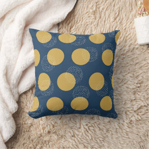 Coussin Marine Moderne et Points Dorés