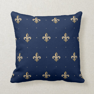 Coussin Marine Motif de luxe Gold Fleur de Lis