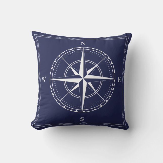 Coussin Marine Nautique Bleu Blanc Vieux Navires Conceptio (Recto)