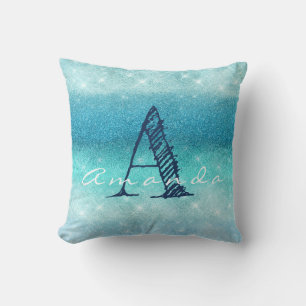 Coussin Marine nommée Glitte d'océan d'Aqua d'Ombre