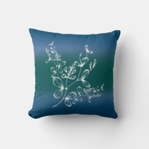 Coussin Marine & Vert Watercolor Large Stripes Fleur sauva