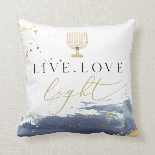 Coussin Marine Watercolor Menorah Live Love Hanoukka