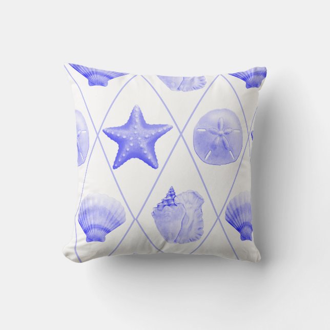 Coussin Marines Bleus Costumes côtiers Starfish (Recto)