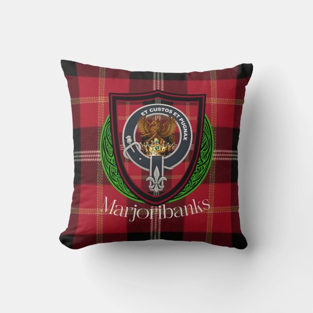 Coussin Marjoribanks Scottish Clan Tartan & Crest (Recto)