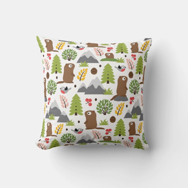 Coussin Marmotte sur une montagne (Recto)