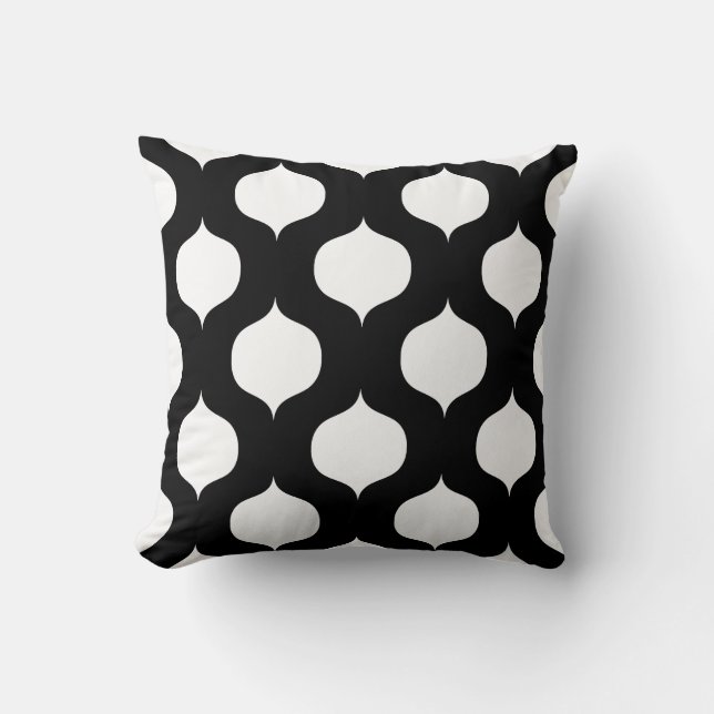 Coussin marocain de motif de treillis en noir et (Recto)