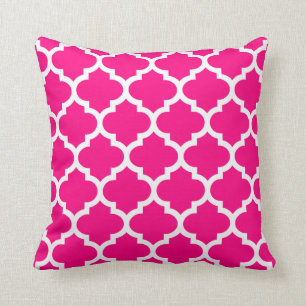 Coussin marocain de Quatrefoil rose chaud