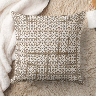 Coussin Marocain géométrique étoile treillis beige vintage