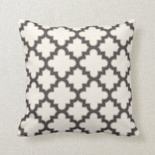 Coussin Marocain moderne Quatrefoil dans le gris de brun