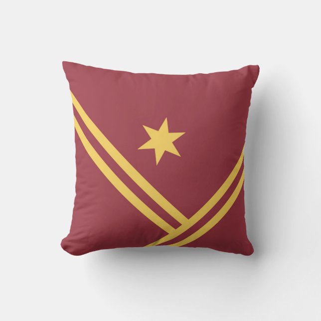 Coussin Maroon Gold Diagonal Stripes Star Modern Graphisme (Recto)