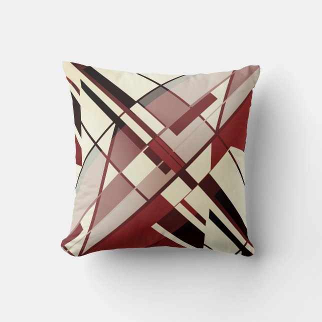 Coussin Maroon tons noir beige diagonale Angulaire Design (Recto)