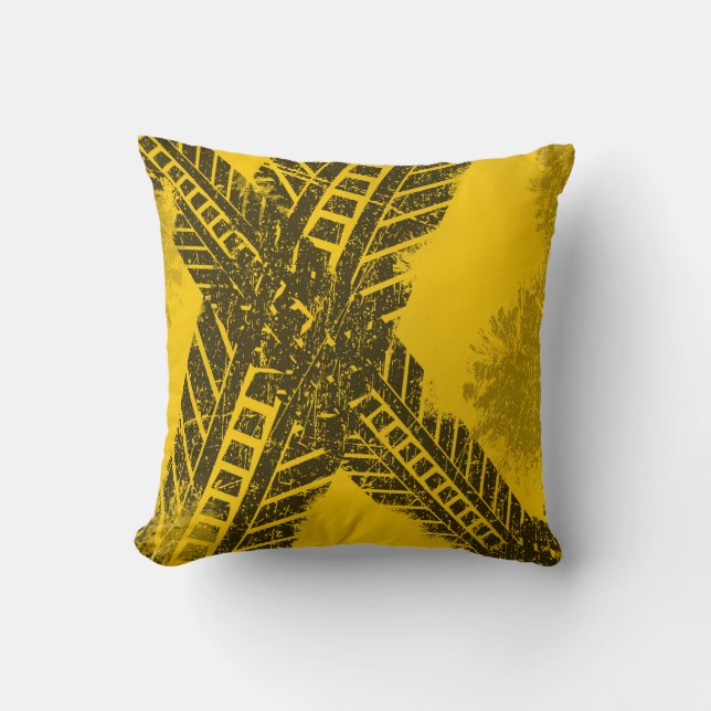 Coussin Marquage routier noir affligé par grunge de voie (Recto)