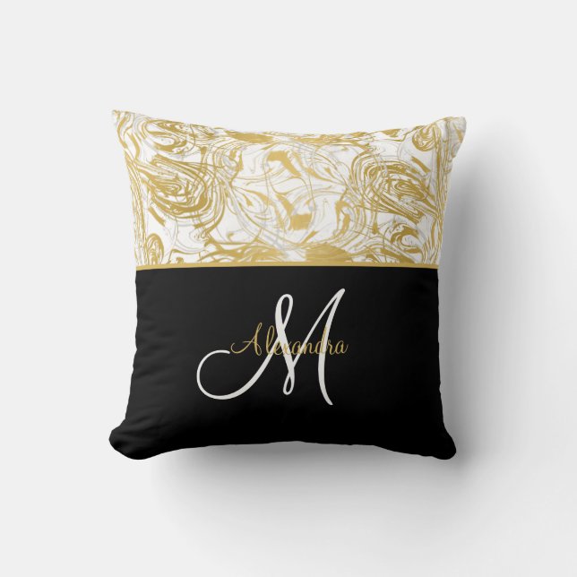 Coussin Marque Monogramme Or Blanc Noir (Recto)