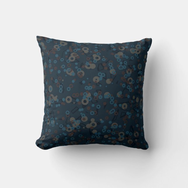 Coussin marron beige bleu géométrique (Recto)