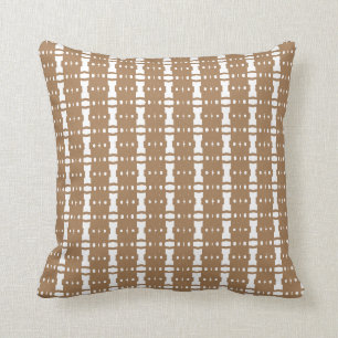 Coussin Marron Beige et Blanc Élégant