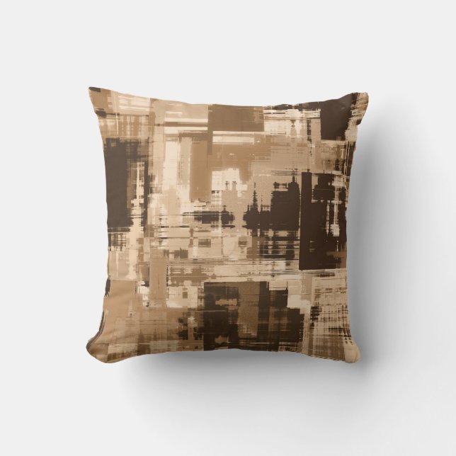 Coussin Marron Café Abstrait Tendance (Recto)
