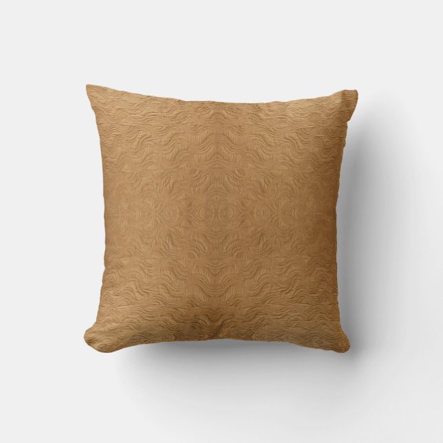 Coussin Marron Chameau Moderne Texturé Abstrait Ondulation (Recto)