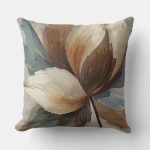 Coussin Marron Chocolat Sarcelle Bleu Cacao Rustique Flora