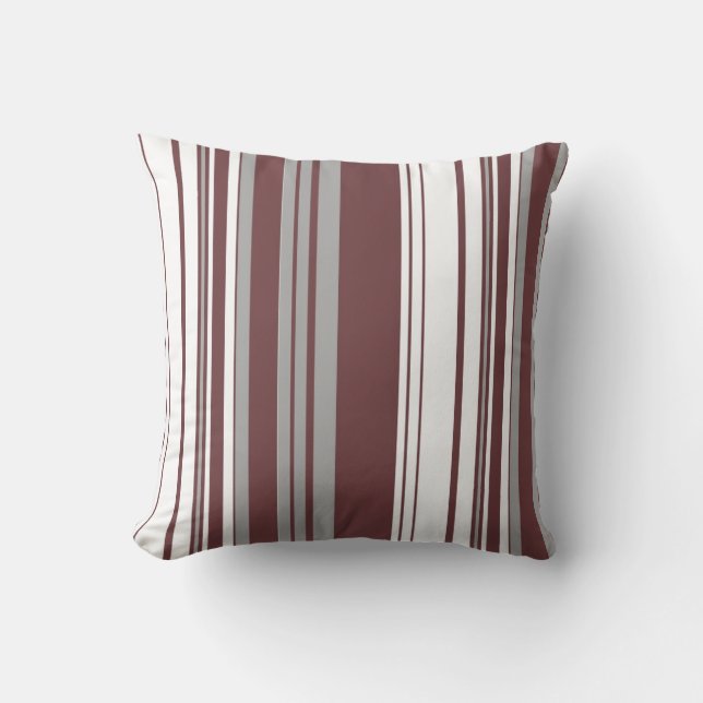 Coussin Marron Design Artistique Abstrait à Rayures Rétro (Recto)