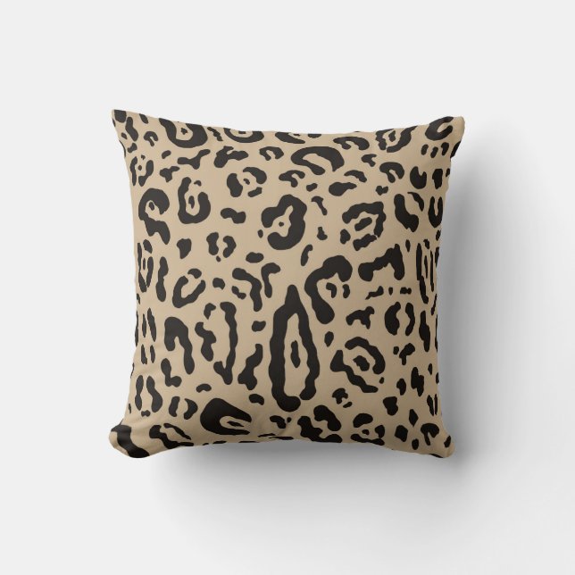 Coussin Marron et noir imprimé animal cheetah léopard (Recto)