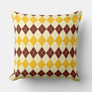 Coussin Marron - Jaune Motif Tartan Écossais