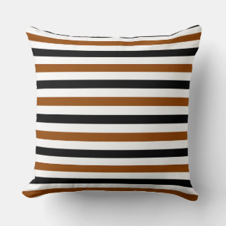 Coussin Marron Noir et blanc motif rayures