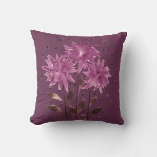 Coussin Marron Violet Floral Vintage