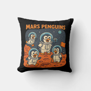 Coussin Mars Penguins drôle d'espace animal série!