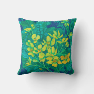 Coussin Marsh Marigold Fleurs sauvages d'été peinture flor