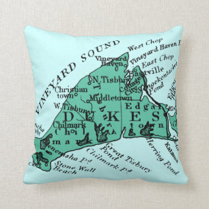 Coussin Martha's Vineyard vintage, vert de mer