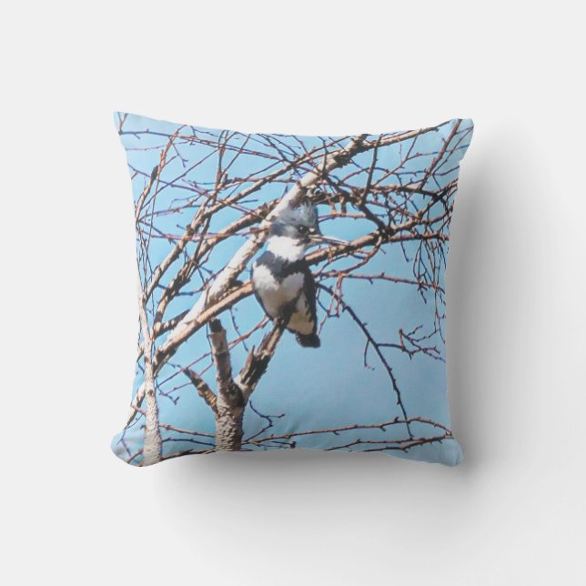 Coussin Martin-pêcheur ceint dans les branches d'arbre Ois (Recto)