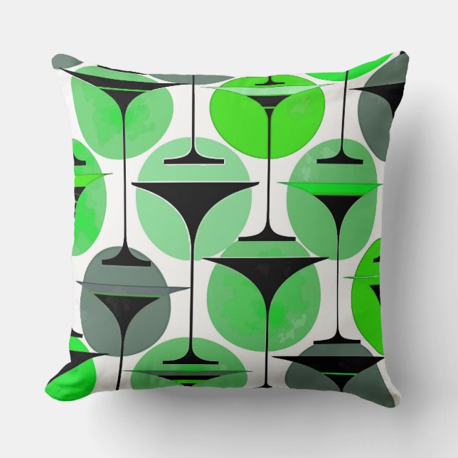 Coussin Martinets inspirés des années 50 atomiques en gris (Recto)