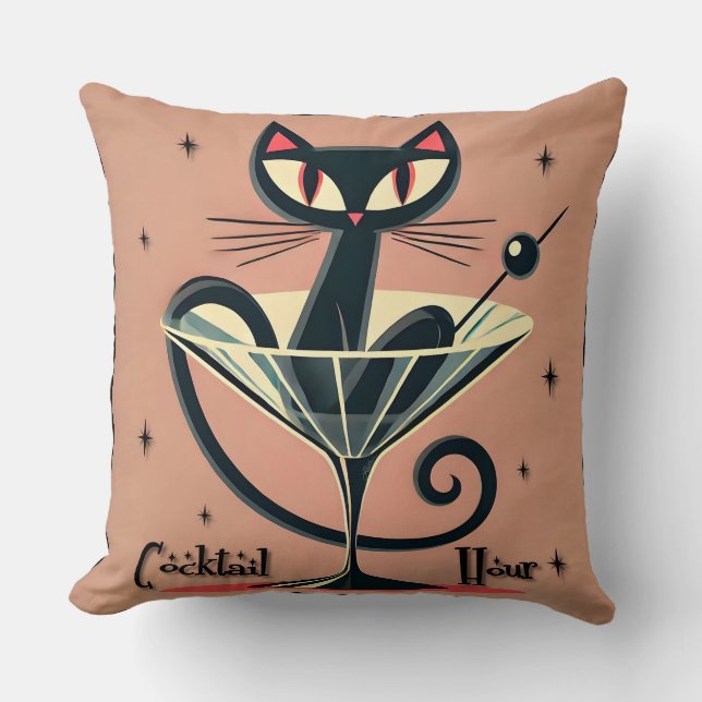 Coussin Martini Black Cat Futuriste Atomique Espace (Recto)