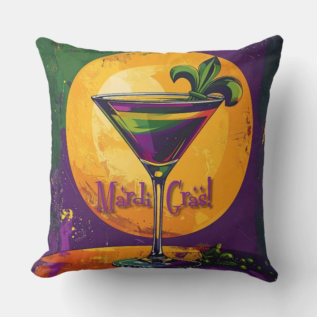 Coussin Martini Fleur de Lis Mardi Gras Milieu du Siècle C (Recto)