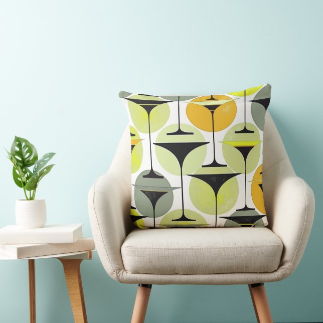 Coussin Martinis inspirés des années 50 en gris, citron, (Chaise)