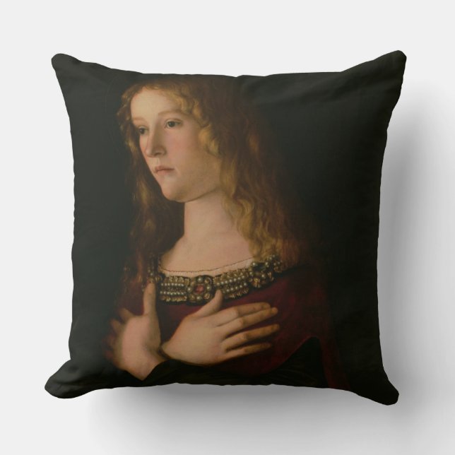 Coussin Mary Magdalene, détail de la Vierge et de l'enfant (Recto)