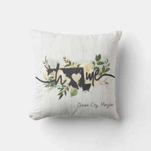 Coussin Maryland État Personnalisé Votre Ville Maison Rust