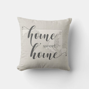 Coussin Maryland - Home Sweet Home aspect toile de jute