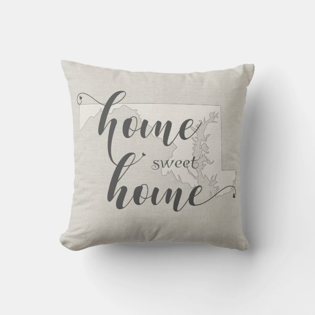 Coussin Maryland - Home Sweet Home burlap look (Recto)