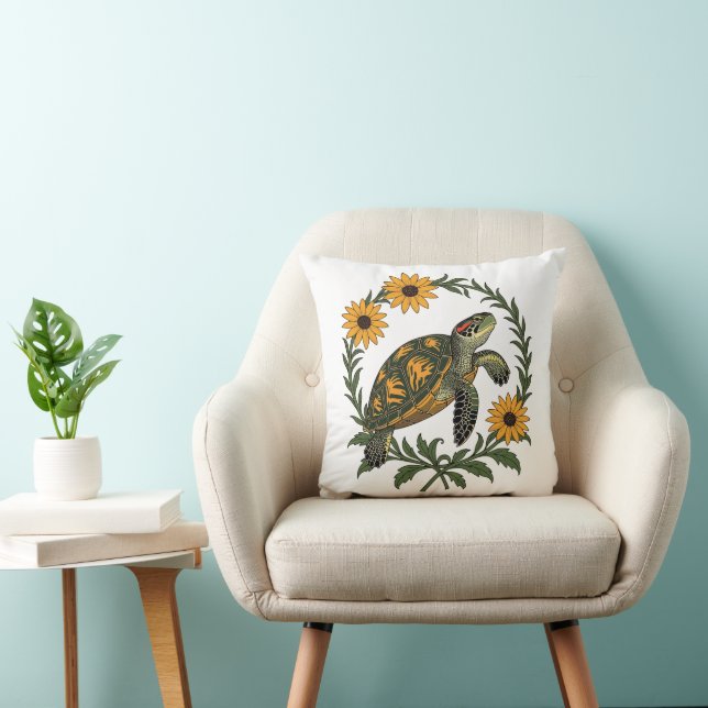 Coussin Maryland Terrapin And Black Eyed Susan Flowers (Chaise)