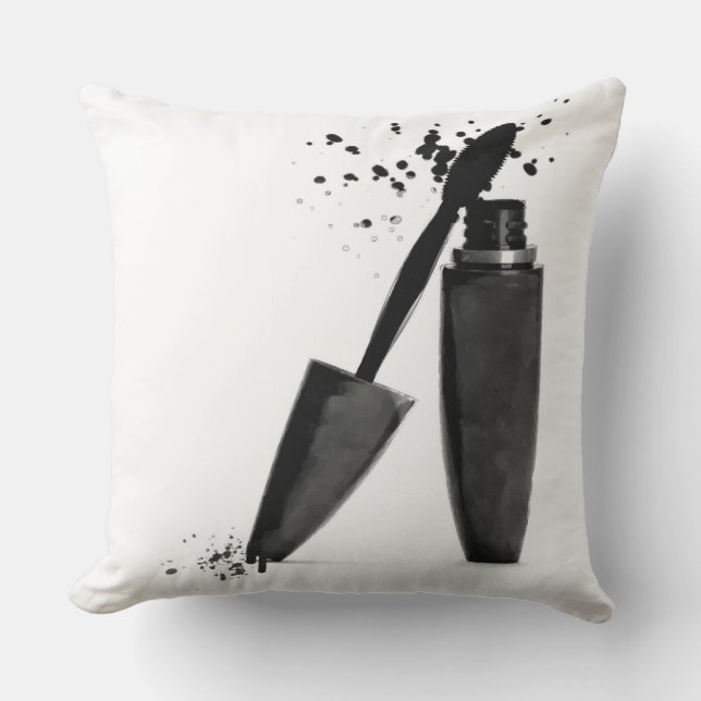 Coussin Mascara noir et blanc maquillage beauté mode (Recto)