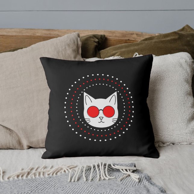 Coussin Mascotte Chat Lunettes de soleil drôle Cool mou Ro (Créateur téléchargé)